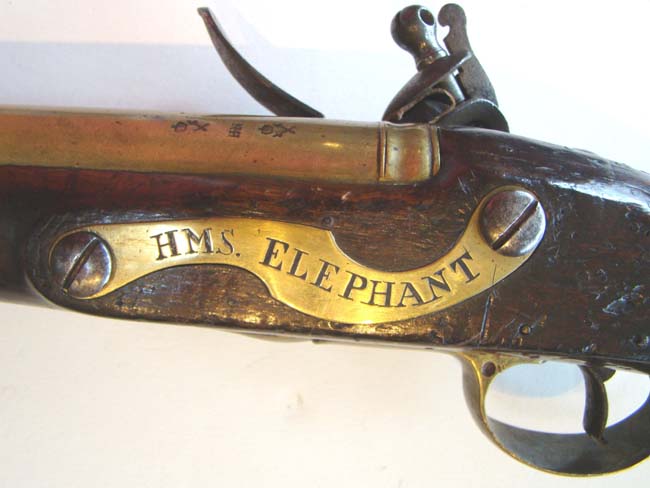 An Historically Important Flintlock Naval blunderbuss circa 1796-1802 used onboard HMS ELEPHANT, Vice-Admiral Nelson's flagship during the Battle of Copenhagen in 1801.